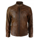 NEW Men's Distressed Brown Motorcycle Biker Real Sheepskin Leather Jacket