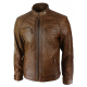 NEW Men's Distressed Brown Motorcycle Biker Real Sheepskin Leather Jacket