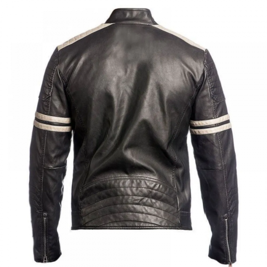 NEW Men's Leather Jacket Black Slim Fit Biker Vintage Motorcycle Cafe Racer