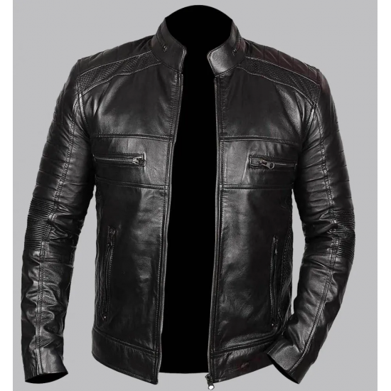 New Men Black Johnson Leather Jacket