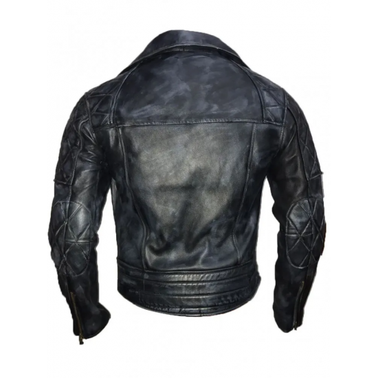 New Men's Classic Diamond Biker Distressed Vintage Leather Jacket