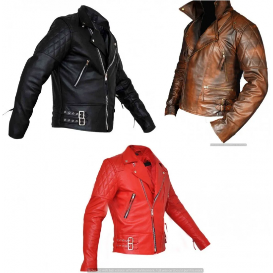 New Men's Classic Diamond Quilted Leather Jacket