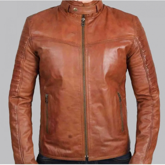 New Men's Edinburgh Brown Leather Jacket