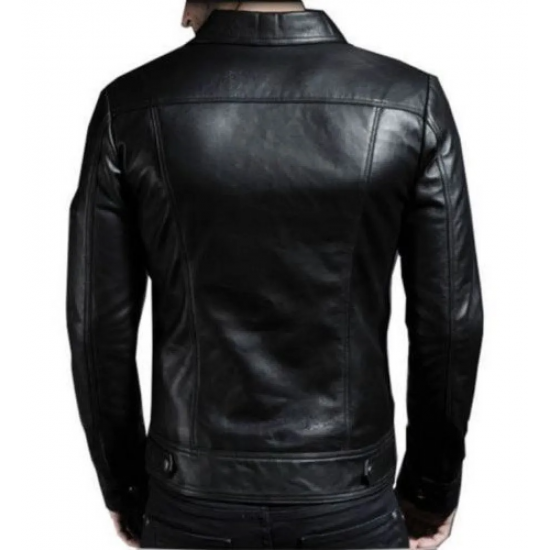 New Men's Genuine Lambskin Leather Motorcycle Jacket Slim fit Biker Jacket