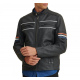 New Men's Tony Moto Multi Color Arm Stripe Leather Jacket