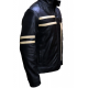 New Mens Cruise Cafe Racer Stripe Biker Leather Jacket