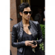 New Women's Black Biker Halle Berry Leather Jacket