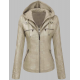 New Women's Removable Hoodie Leather Jacket