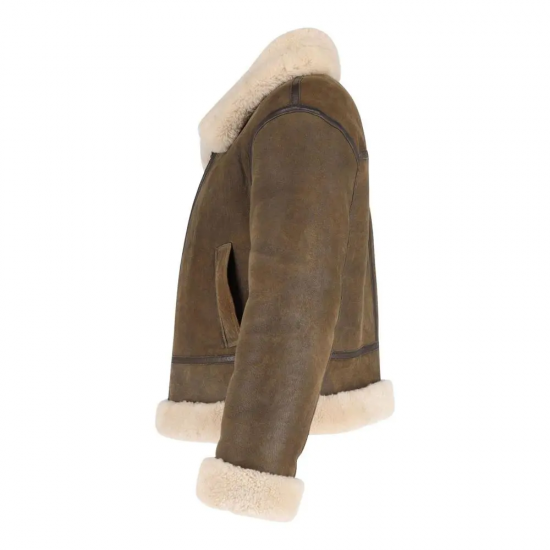 Nili Lotan Brown Shearling Aviator Men's Leather Jacket