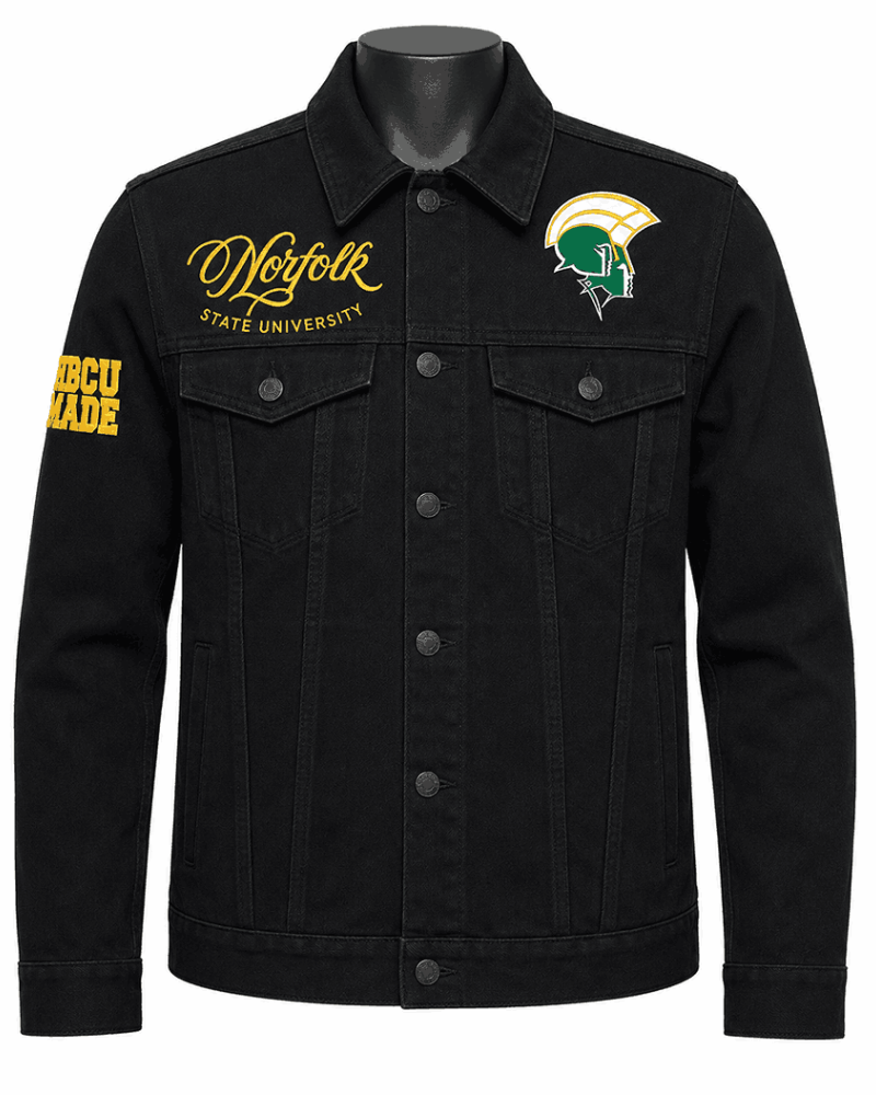 Norfolk State University Style Black Denim Jacket - Unisex