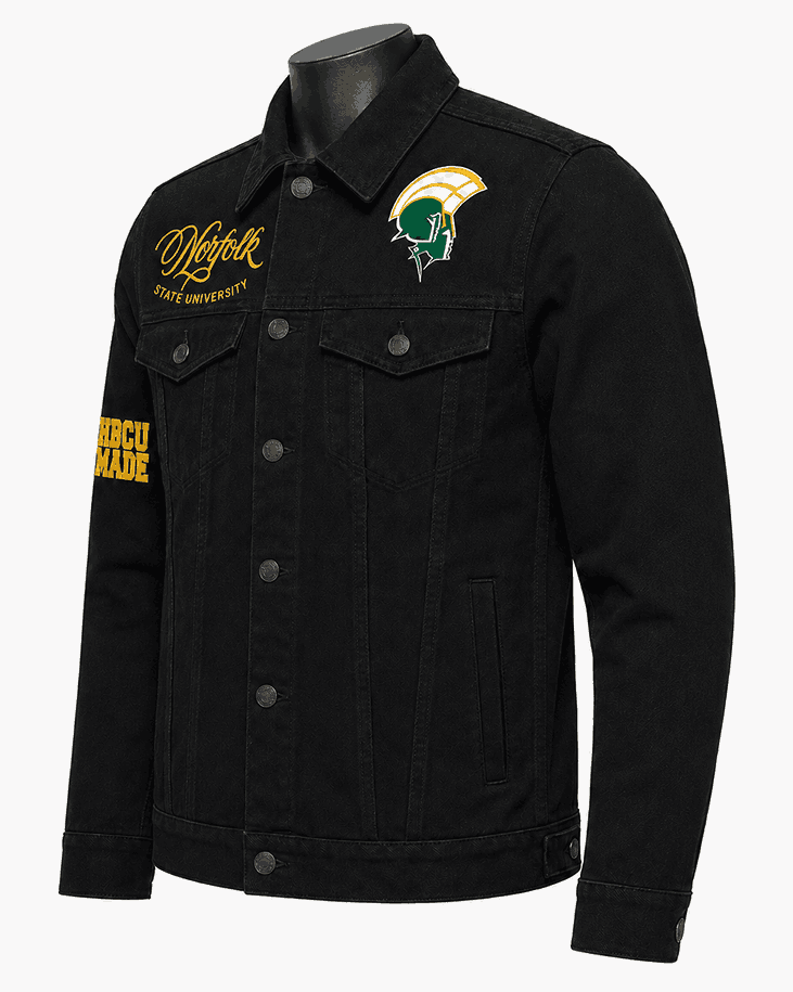 Norfolk State University Style Black Denim Jacket - Unisex