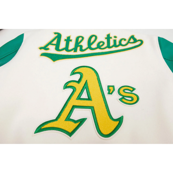 Oakland Athletics Retro Classic Off White Wool Varsity Jacket