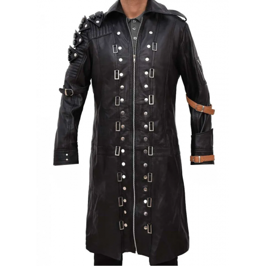 PUBG Playerunknowns Battlegrounds Black Leather Trench Coat