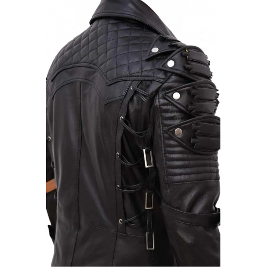 PUBG Playerunknowns Battlegrounds Black Leather Trench Coat