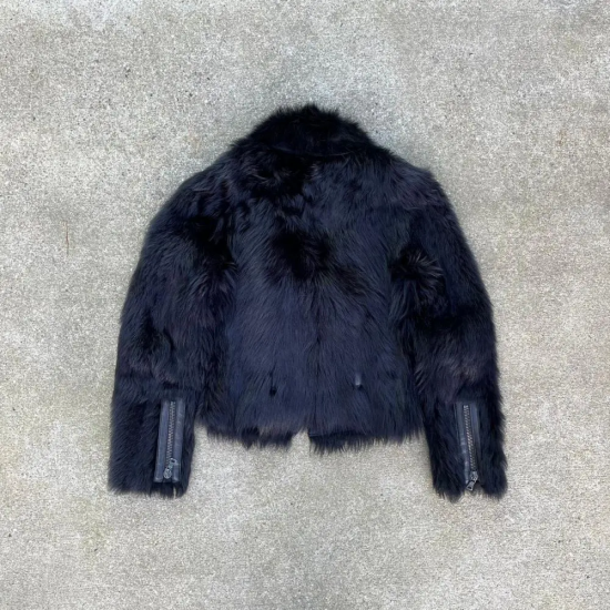 Prada Men's Black Leather Fur Jacket