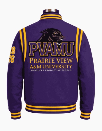 Prairie View A&M Purple Style Varsity Wool Jacket - Unisex