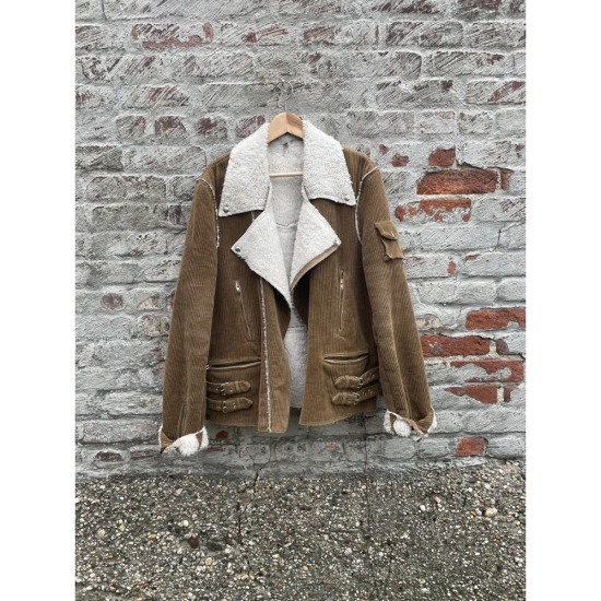 Raf Simons Closer Corduroy Shearling Biker Jacket