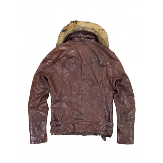 Rare Vintage Mink Fur Leather Jacket in Brown