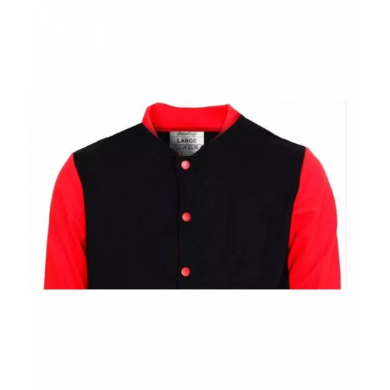 Red and Black Letterman Bomber Varsity Jacket