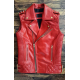 Men’s Red Cowhide Leather Biker Vest