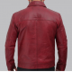 Reeves Mens Distressed Maroon Leather Jacket