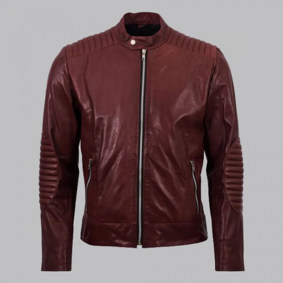 Rupal Maroon Custom Leather Motorcycle Jacket Men