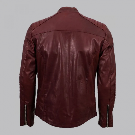 Rupal Maroon Custom Leather Motorcycle Jacket Men