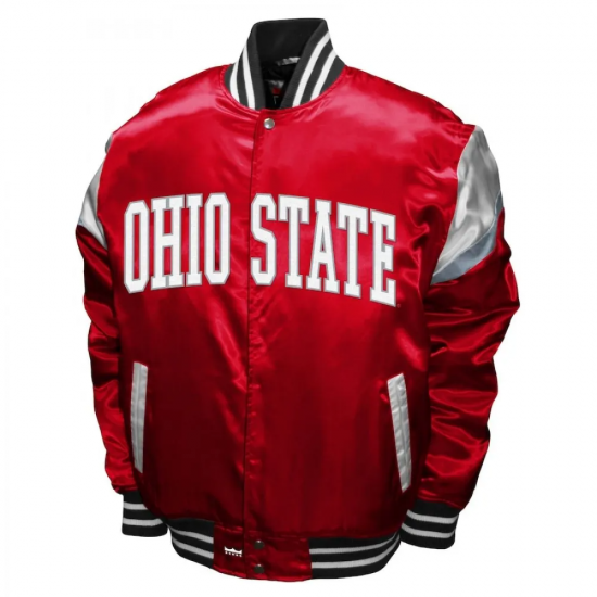 Scarlet Ohio State Buckeyes Power Red Satin Full-Snap Jacket