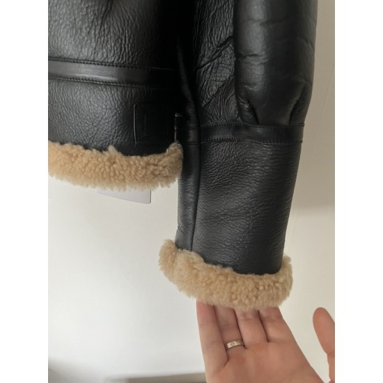 Shearling Aviator Timeless Black Leather Jacket