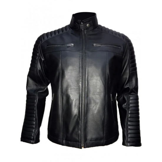 Sheepskin Leather Mens Diamond Quilted Jacket