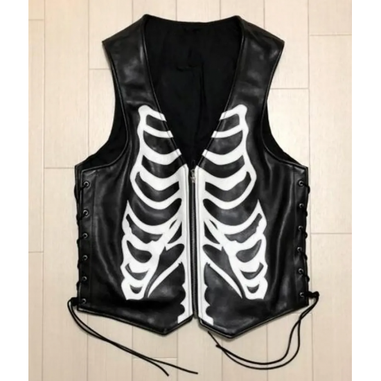 Skeleton Halloween Leather Vest