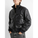 Sleek Black Leather Bomber Jacket by Acne Studios