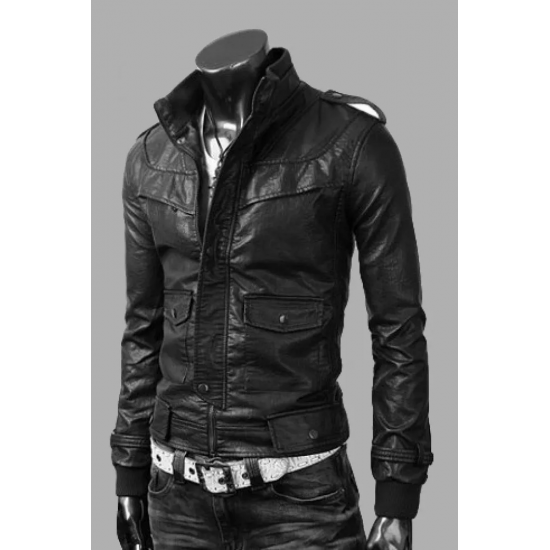 Slim Black Leather Jacket