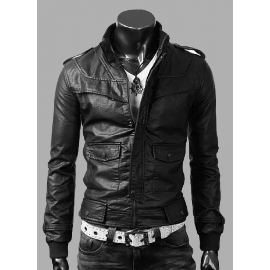 Slim Black Leather Jacket