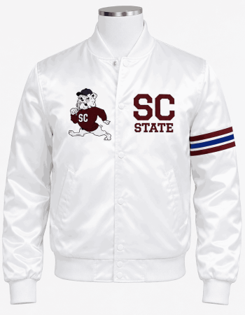 South Carolina State Style White Satin Jacket - Unisex