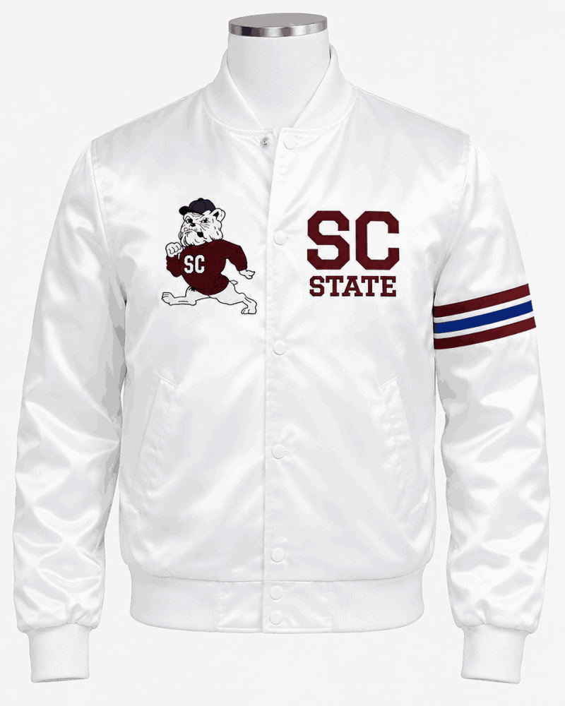 South Carolina State Style White Satin Jacket - Unisex