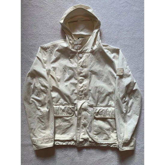 Stone Island Ghost Piece white leather Jacket