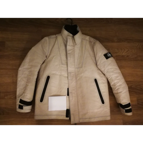 Stone Island Ice Dyneema Bonded White Leather Jacket