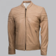 Stripes Beige Fashion Leather Jacket for Men