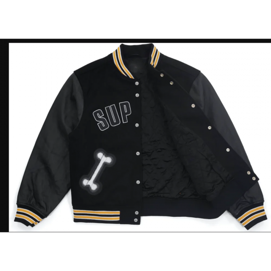 Supreme Bone Black Varsity Jacket SANCHEETO