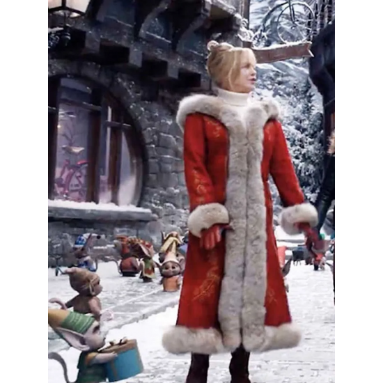 The Christmas Chronicles 2 Mrs. Claus Red Hooded Fur Collar Coat