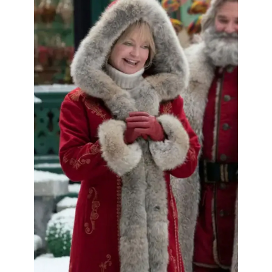 The Christmas Chronicles 2 Mrs. Claus Red Hooded Fur Collar Coat