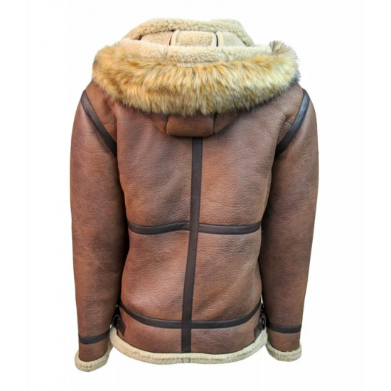 Top Gun Premium Wool Blend Shearling Leather Jacket Coat