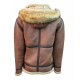 Top Gun Premium Wool Blend Shearling Leather Jacket Coat