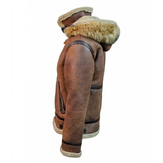 Top Gun Premium Wool Blend Shearling Leather Jacket Coat