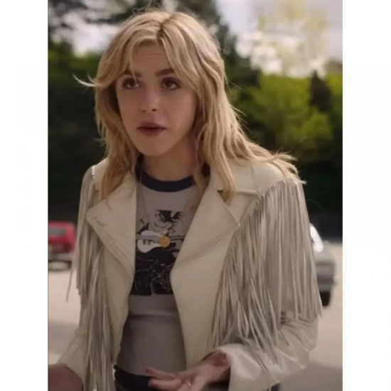 Totally Killer Kiernan Shipka Fringe Leather Jacket