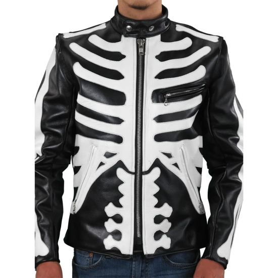 Vanson Skeleton Bones Black Leather Jacket