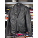 Vintage 1980s Distressed Leather Ramones Racing Black Leather Jacket