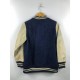 Vintage 90s Navy Design Varsity Jacket with Leather Sleeves