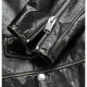 Vintage Distressed Black Calfskin Leather Biker Jacket with Removable Shearling Collar